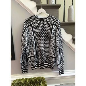 Iuter Italy Mens Black & White Graphic Sweater Sz S EUC